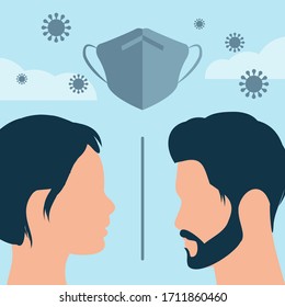 Vektorillustration Illustration Konzept der Pandemie stoppen Coronavirus-Ausbruch und soziale Distanzierung