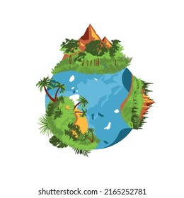 Vector illustration concept peace on earth clean planet nature and water big green planet globe on white background