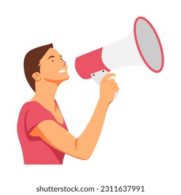 ilustración vectorial del concepto de una persona que sostiene un megáfono