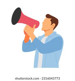 vector illustration concept of a person screaming with a loudspeaker  megaphone