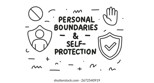 vector illustration concept of personal boundaries and self-protection