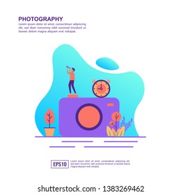 Vector illustration concept of photography. Modern illustration conceptual for banner, flyer, promotion, marketing material, online advertising, business presentation
