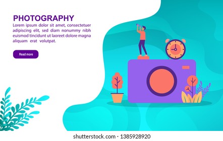 Vector illustration concept of photography. Modern illustration conceptual for banner, flyer, promotion, marketing material, online advertising, business presentation