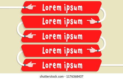 Vector illustration concept for  printed materials, website, promotional materials. Five areas for fill your text with manual pionters