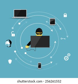 Vector illustration of the concept of protection against hacking.