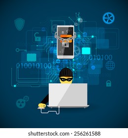 Vector Illustration Concept Protection Against Hacking Stock Vector ...