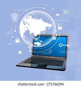 Vector illustration of the concept of protection against hacking.
