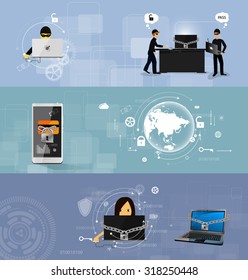 Vector illustration of the concept of protection against hacking.