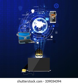 Vector illustration of the concept of protection against hacking.