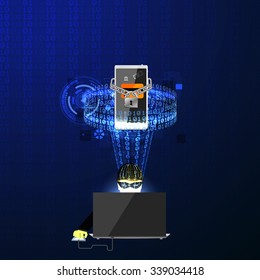 Vector illustration of the concept of protection against hacking.