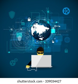 Vector illustration of the concept of protection against hacking.