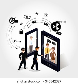 Vector illustration of the concept of protection against hacking.