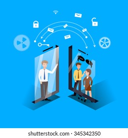 Vector illustration of the concept of protection against hacking.