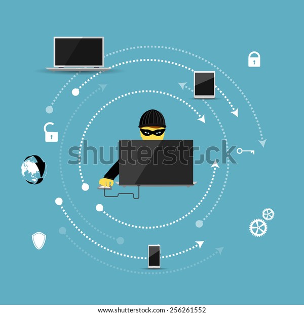 Vector Illustration Concept Protection Against Hacking Stock Vector 