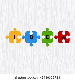 Vector illustration concept of puzzle pieces idea, teamwork.