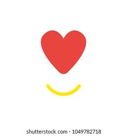 Vector illustration concept of red heart symbol with smiling mouth.