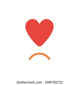 Vector illustration concept of red heart symbol with sulking mouth.