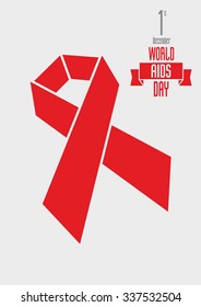 vector illustration concept with Red ribbon aids awareness