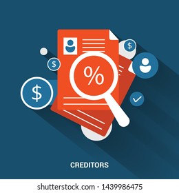 Vector Illustration concept Relationship of Stakeholders, Related of Investors, government and creditors