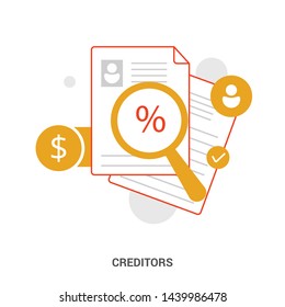 Vector Illustration concept Relationship of Stakeholders, Related of Investors, government and creditors