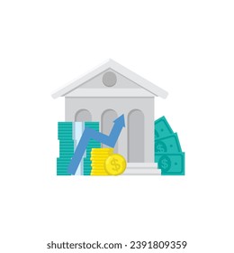vector illustration of the concept of rising finances, rising finances, increasing interest rates, vector illustration in flat style