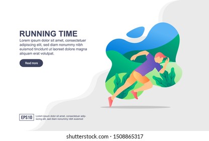 Vector illustration concept of Running. Modern illustration conceptual for banner, flyer, promotion, marketing material, online advertising, business presentation