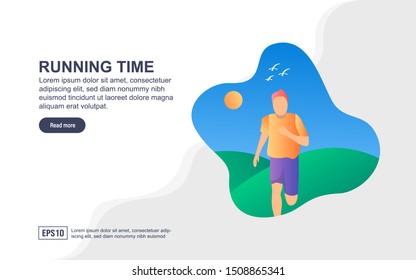 Vector illustration concept of Running. Modern illustration conceptual for banner, flyer, promotion, marketing material, online advertising, business presentation