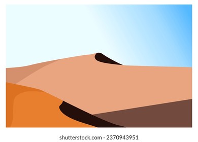 ilustración vectorial, concepto del desierto del Sahara durante el día bajo el cielo azul, paisaje vectorial fondo.