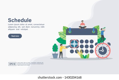 Vector illustration concept of schedule. Modern illustration conceptual for banner, flyer, promotion, marketing material, online advertising, business presentation