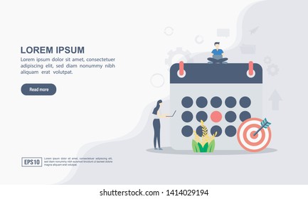 Vector illustration concept of scheduling. Modern illustration conceptual for banner, flyer, promotion, marketing material, online advertising, business presentation