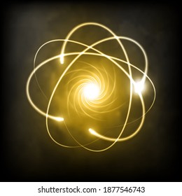 Vector illustration concept science abstract background atom elementary particle image.