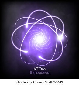 Ilustración vectorial concepto ciencia abstracta imagen de partícula elemental átomo de fondo.