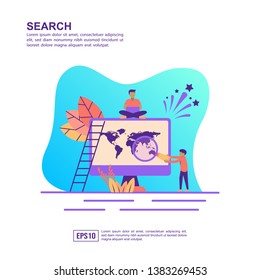 Vector illustration concept of search. Modern illustration conceptual for banner, flyer, promotion, marketing material, online advertising, business presentation