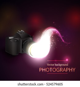 Vector illustration of the concept of shooting photos and video.Kamera and abstract film.