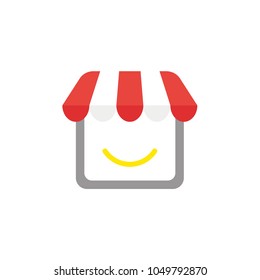 Vector illustration concept of shop store icon with smiling mouth.