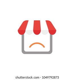 Vector illustration concept of shop store icon with sulking mouth.