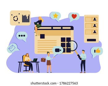 Vector illustration concept of social media apps and services. Creative flat design for web banner, marketing material, business presentation, online advertising.