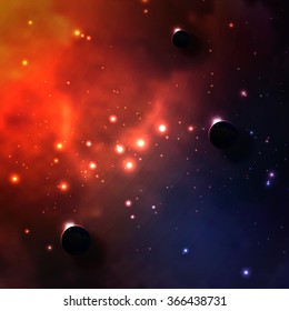Vector illustration of the concept of space, abstract background.