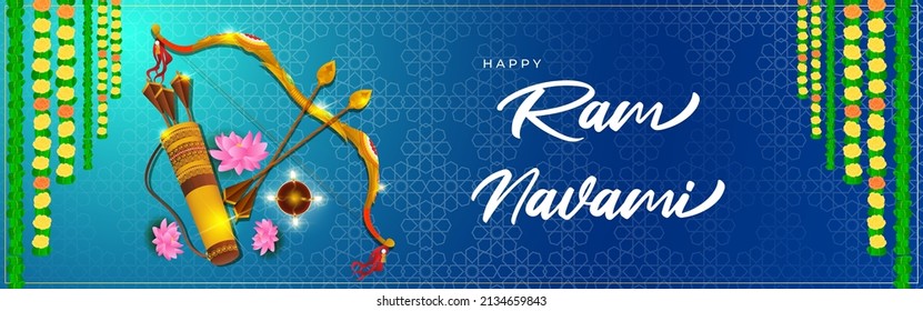 Vector illustration concept of Spring Hindu festival, Shree Ram Navami(Hindi text),written text means Shree Ram Navami