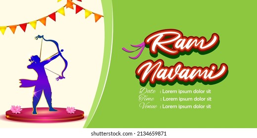 Vector illustration concept of Spring Hindu festival, Shree Ram Navami(Hindi text),written text means Shree Ram Navami