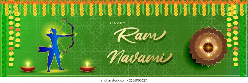 Vector illustration concept of Spring Hindu festival, Shree Ram Navami(Hindi text),written text means Shree Ram Navami