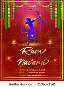 Vector illustration concept of Spring Hindu festival, Shree Ram Navami(Hindi text),written text means Shree Ram Navami
