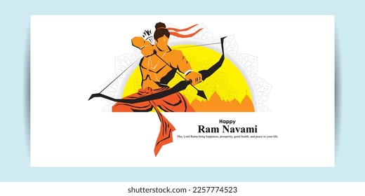 Vector illustration concept of Spring Hindu festival Shree Ram Navami wishes greeting