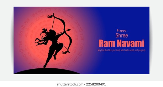 Vector illustration concept of Spring Hindu festival Shree Ram Navami wishes greeting