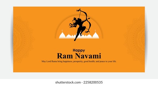 Vector illustration concept of Spring Hindu festival Shree Ram Navami wishes greeting