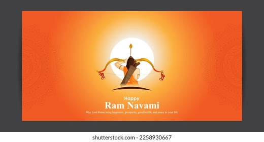 Vector illustration concept of Spring Hindu festival Shree Ram Navami wishes greeting