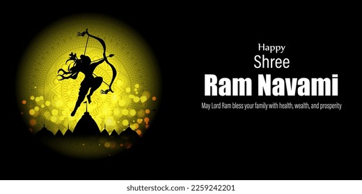 Vector illustration concept of Spring Hindu festival Shree Ram Navami wishes greeting