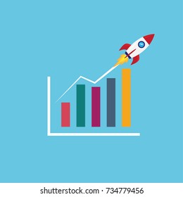 Vector illustration concept for Start up Rocket Growth Chart, 