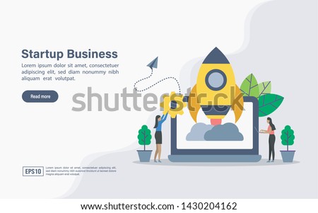 Vector illustration concept of startup. Modern illustration conceptual for banner, flyer, promotion, marketing material, online advertising, business presentation