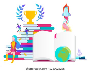Vector illustration concept of success in education. Modern flat design with little characters for online advertising, websites, banners and much more.